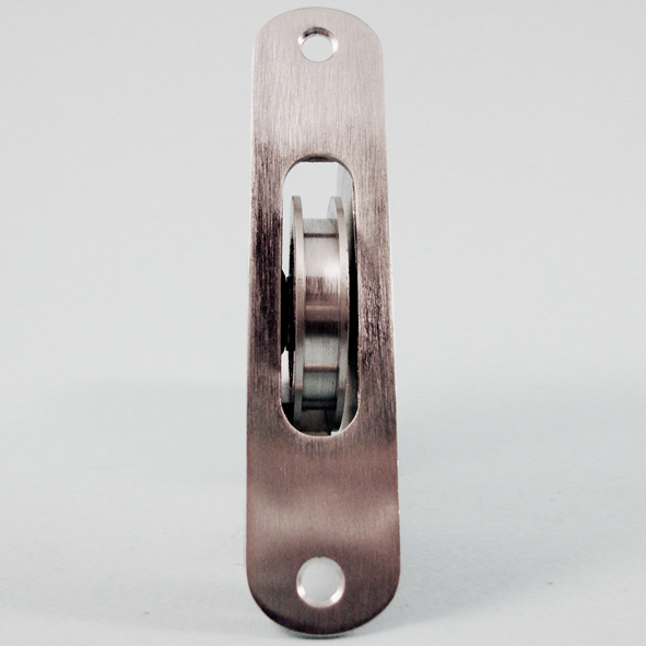 THD138/SCP • Satin Chrome • Radiused • Sash Pulley With Steel Body and 50mm [2] Brass Ball Bearing Pulley